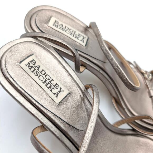 Badgley Mischka Brynna Metallic Strappy Sandals Light Bronze Size US9.5 EU40 - Picture 9 of 11